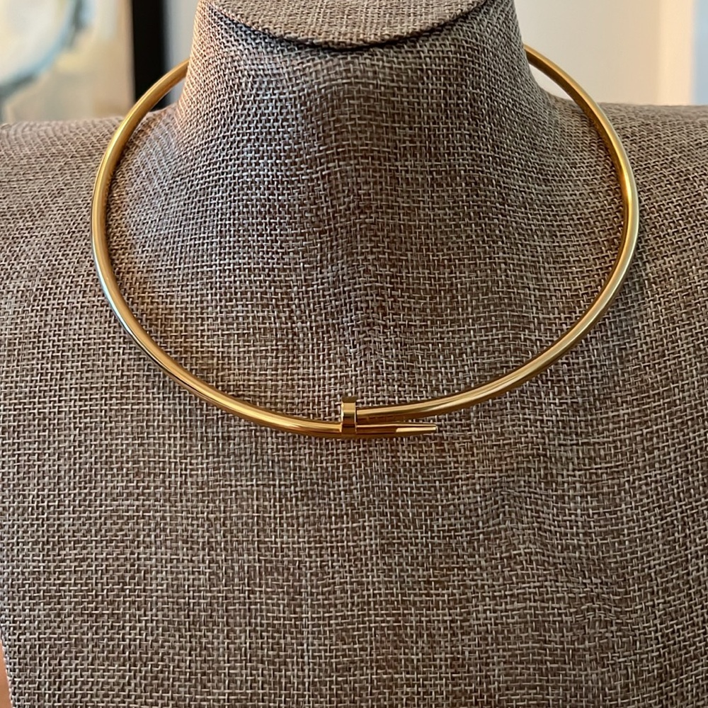 Gold Plated Contemporary Nail Necklace- New - Picture 4 of 12